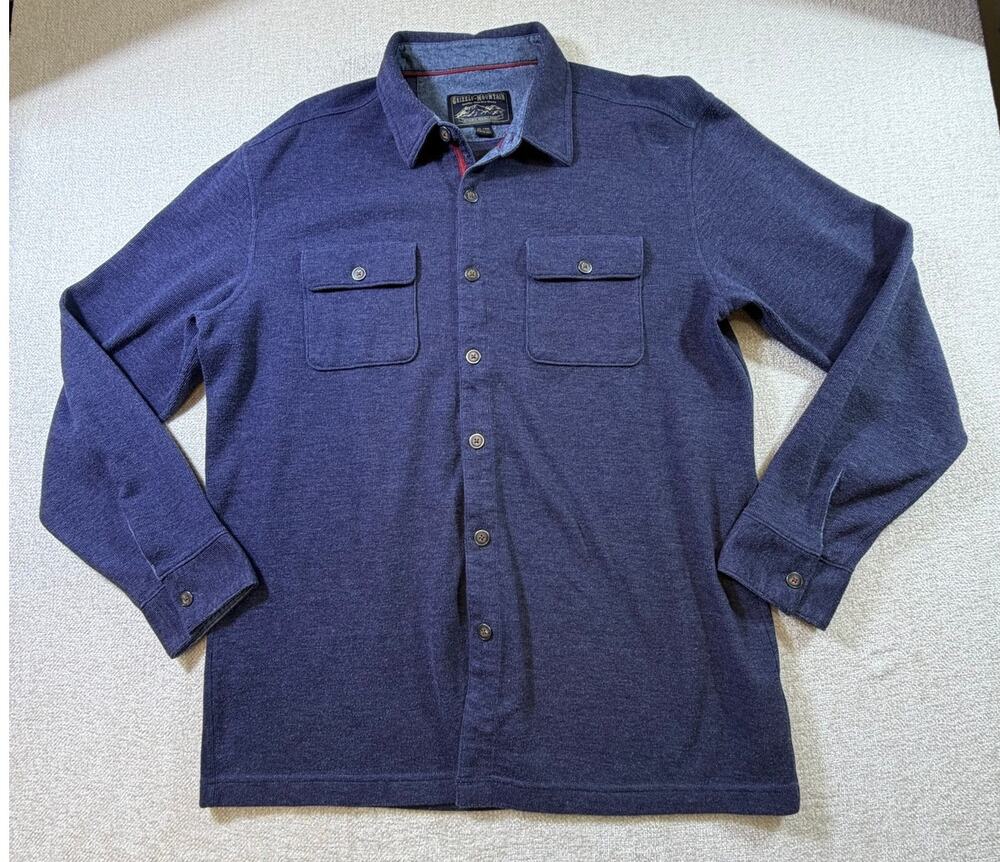 Grizzly Mountain Mens Blue XL Heavyweight Knit Button Front Outdoor Shirt Jacket
